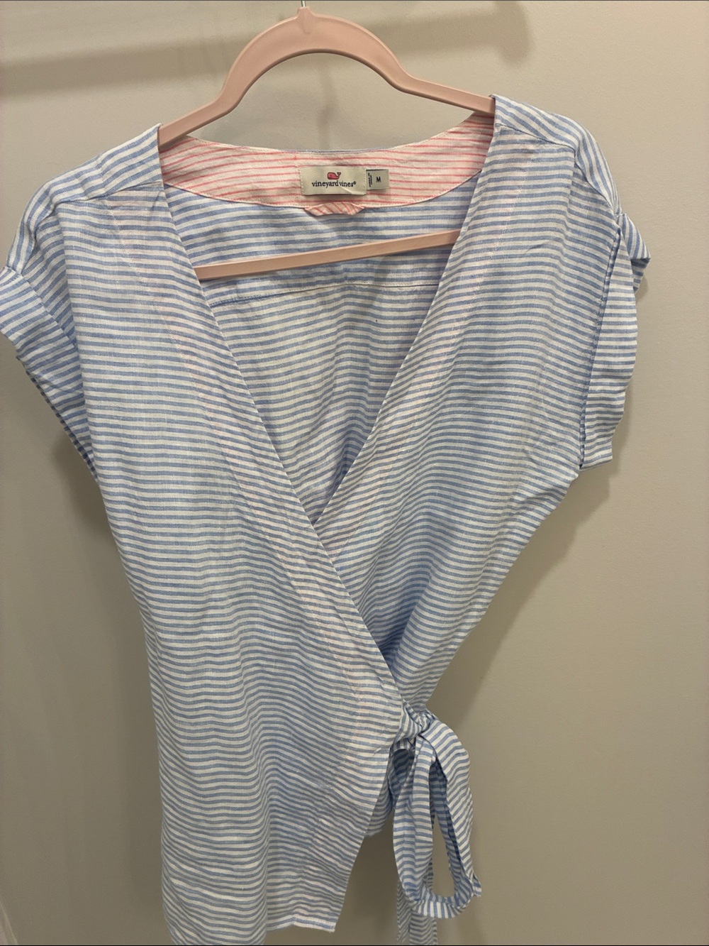 Vineyard Vines Blue and White Striped Wrap Blouse
